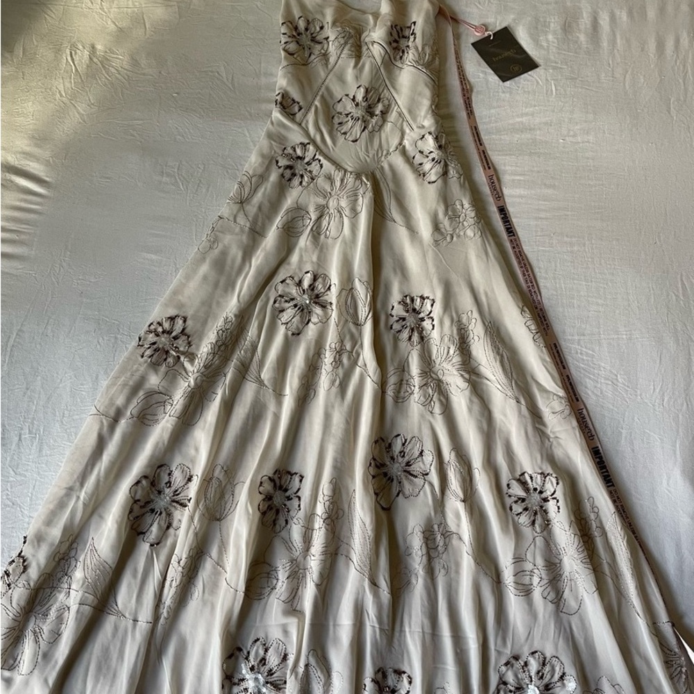 Cream Floral Embroidered Maxi Dress - Women